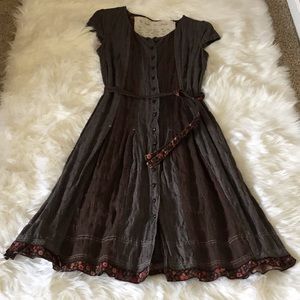 Plaid with floral trim French designer dress